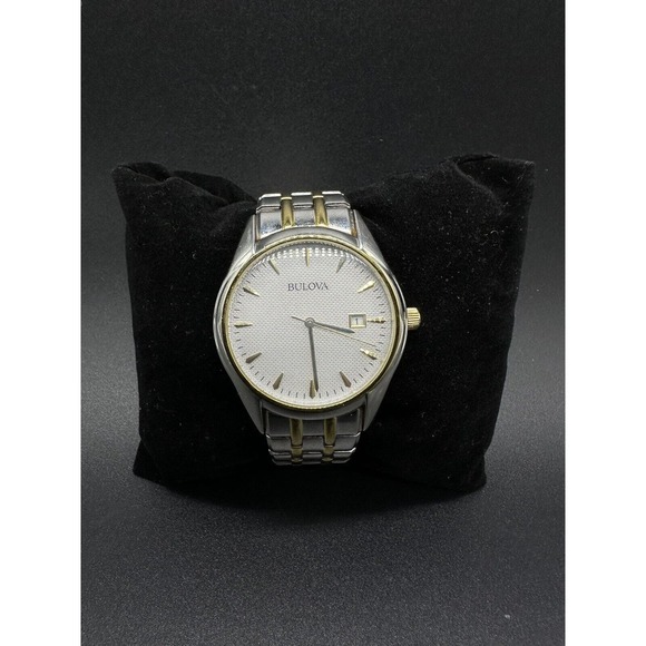 Bulova Two Tone Stainless Steel / Gold Plated Men's Dress Watch 98B134 Works - Picture 1 of 9